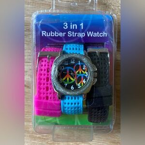 ☮️ Colorful Peace Sign Silicone Watch 3 Straps